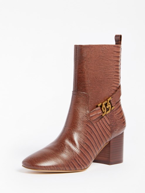 Botas Bajas Sabean De Cuero Real Adivinar Beige