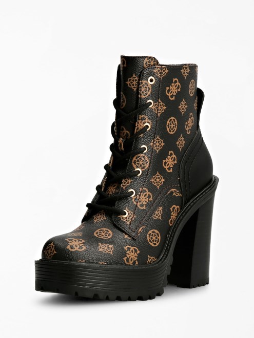 Botas De Combate Con Logo De Peonía Kalissa 4g Marrón Guess