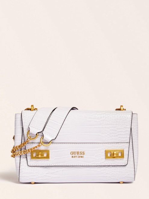 Katey Bandolera Con Estampado De Cocodrilo Lila Guess