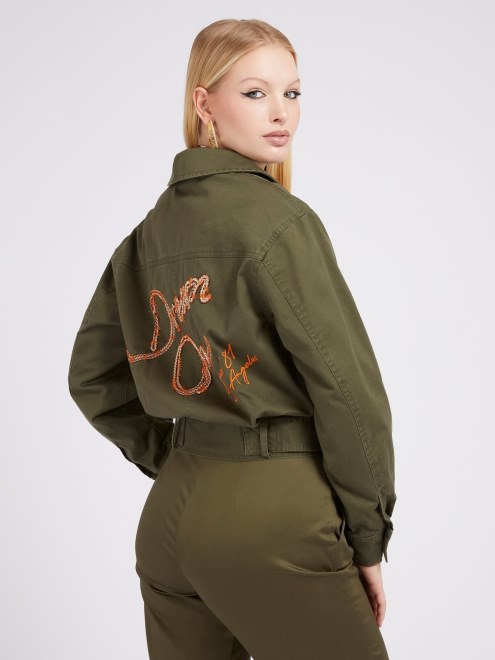 Chaqueta Con Bordado Trasero Guess Verde