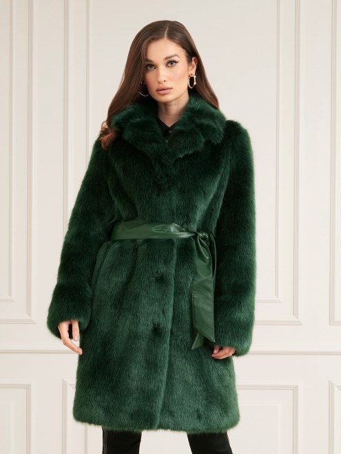 Abrigo De Piel Sintetica Verde Guess Marciano