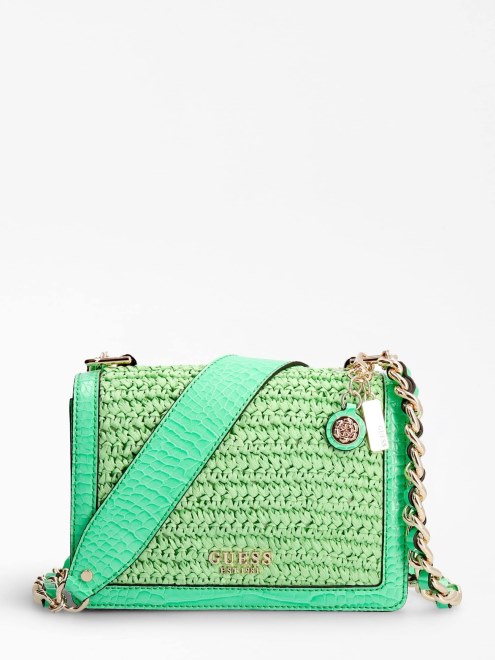 Abey Bandolera Mini De Rafia Verde Guess
