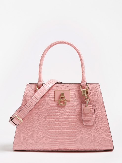 Bolso De Mano Guess Rosa Con Estampado De Cocodrilo Stephi