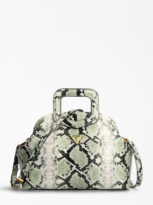 Bolso De Mano Verde Multi Errin Con Estampado De Pitón Guess