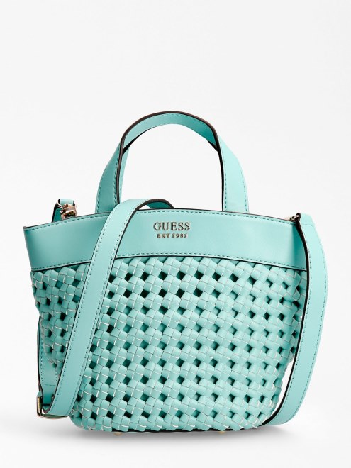 Bolso Shopper Mini Guess Sicilia Azul Claro Trenzado