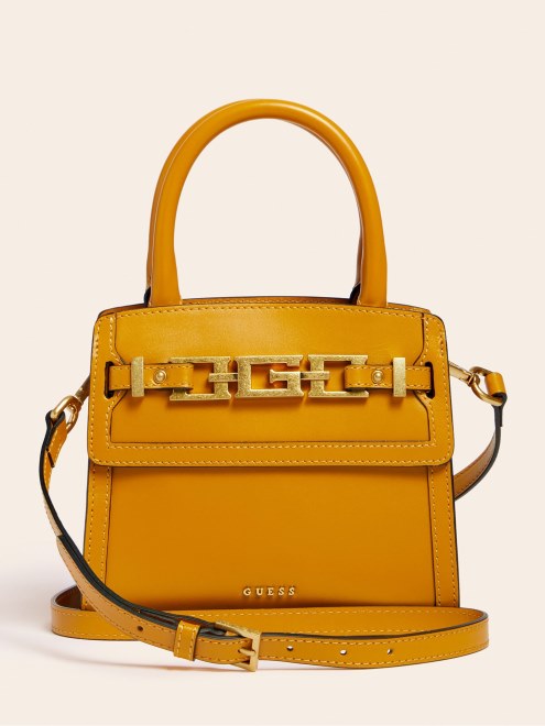Bolso Mini Cristina De Piel Real Amarillo Guess