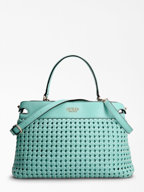 Bolso De Mano Guess Sicilia Azul Claro Trenzado