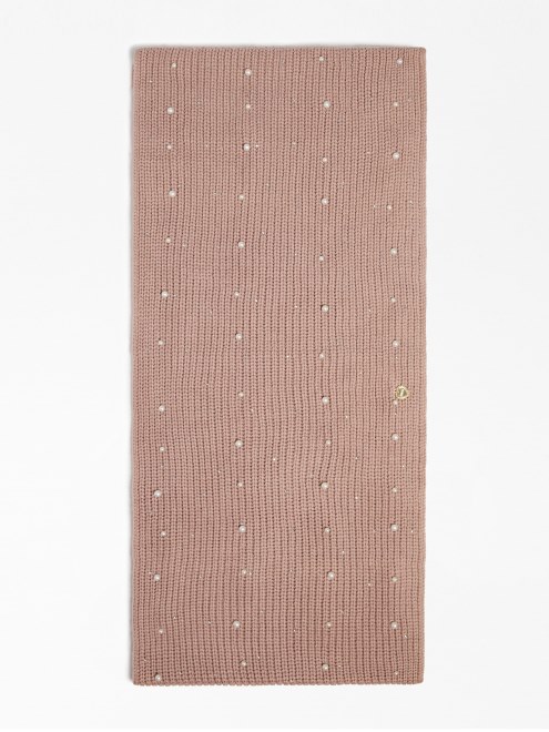 Bufanda Gris Con Detalles De Perlas