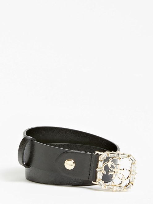 Cinturón Con Aplique Joya Negro Guess