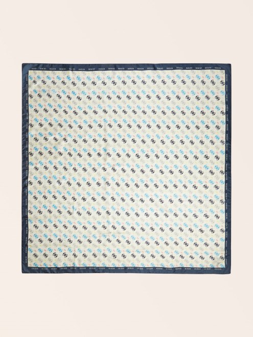 Pañuelo Azul De Seda Con Estampado De Logo 4g De Guess