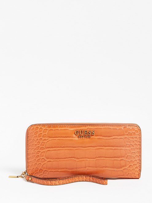 Cartera Larga Con Estampado De Cocodrilo Y Laurel De Guess