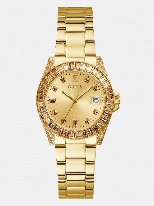 Reloj De Cristal Adivinar Plateado Con Funcion De Fecha