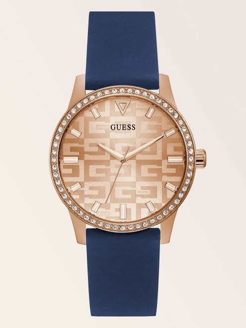 Reloj Analogico De Cristal Guess Azul Nueva Tendencia