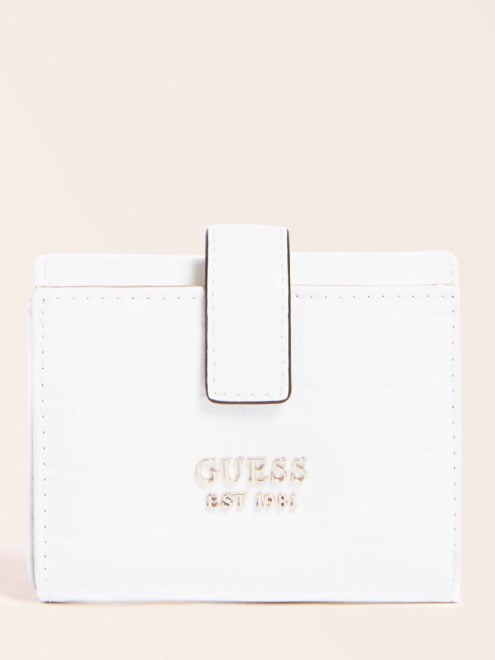 Cartera Mini Guess Blanca Con Estampado De Cocodrilo Katey