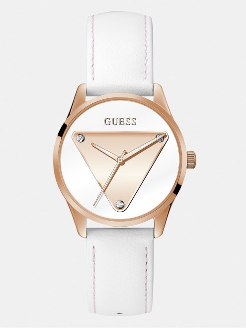 Reloj Analógico De Cuero Genuino Guess Azul
