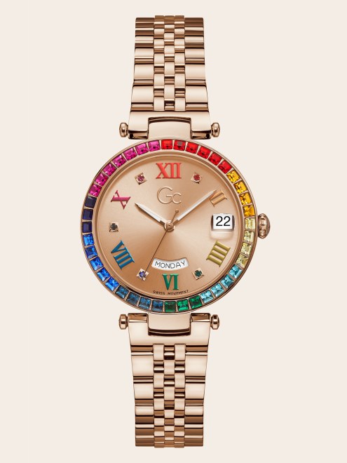 Guess Reloj Gc De Acero En Oro Rosa Con Funcion De Fecha