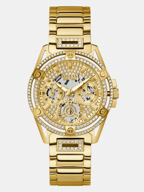 Reloj De Cristal Multifunción Guess Azul