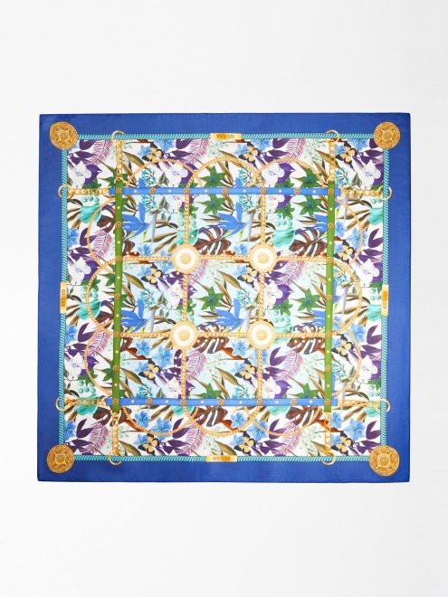 Estampado Floral Keffiyeh Azul Conjetura