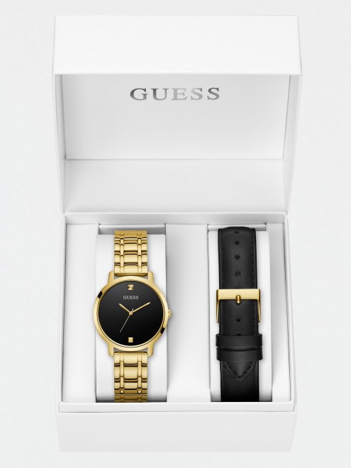 Juego De Caja De Reloj Guess Plata