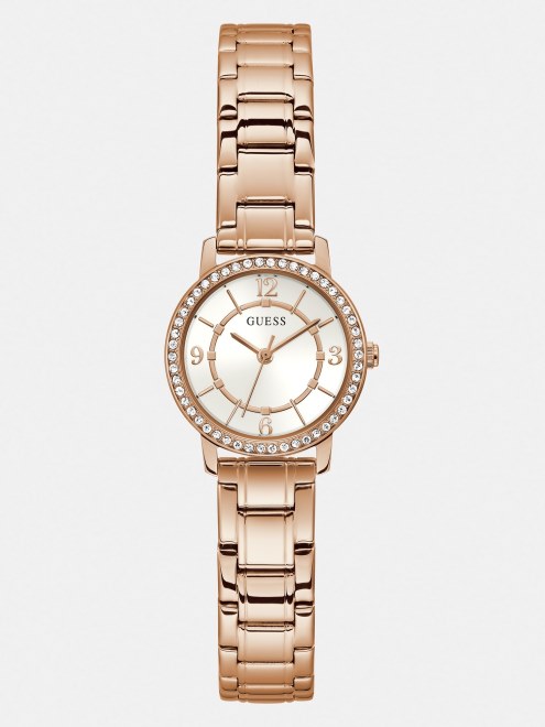 Reloj Analógico Guess De Oro Rosa Con Cristal