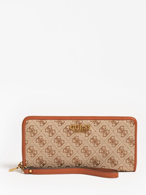 Billetera Larga Con Logo 4g De Guess Aviana Marron