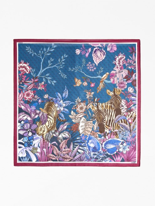 Keffiyeh Con Estampado De Naturaleza Lila