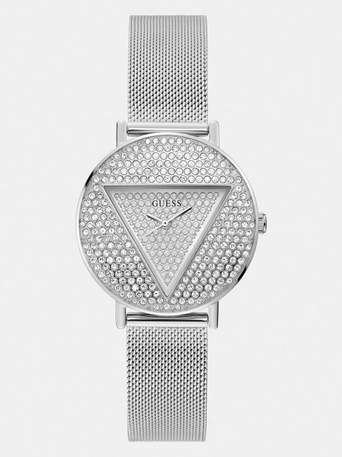 Reloj Analogico De Cristal Guess Plata