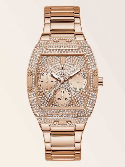 Reloj Multifunción Guess De Oro Rosa Con Cristales