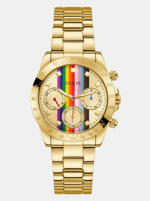 Reloj Plateado Multifunción De Acero Inoxidable Guess