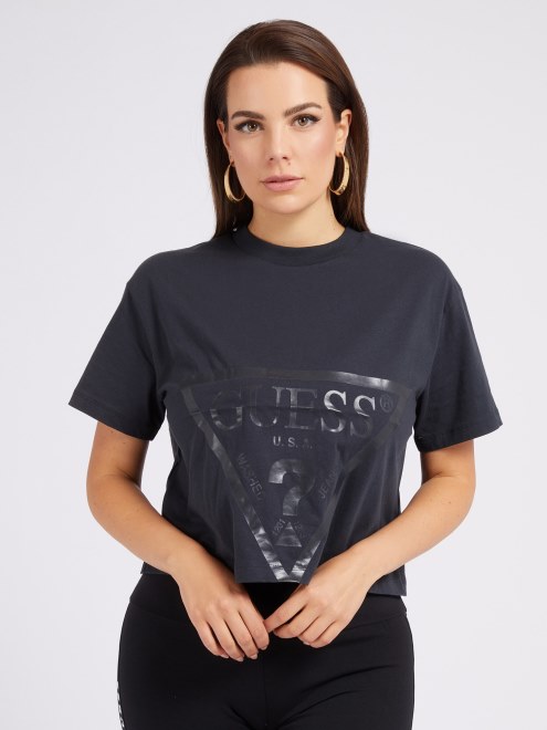 Camiseta Con Logo Delantero Gris Oscuro Guess