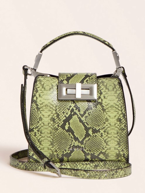 Minibolso De Mano Monia De Cuero Real Verde Guess