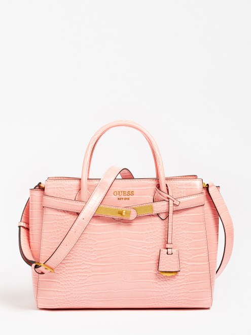 Bolso De Mano Guess Coral Enisa Estampado Cocodrilo