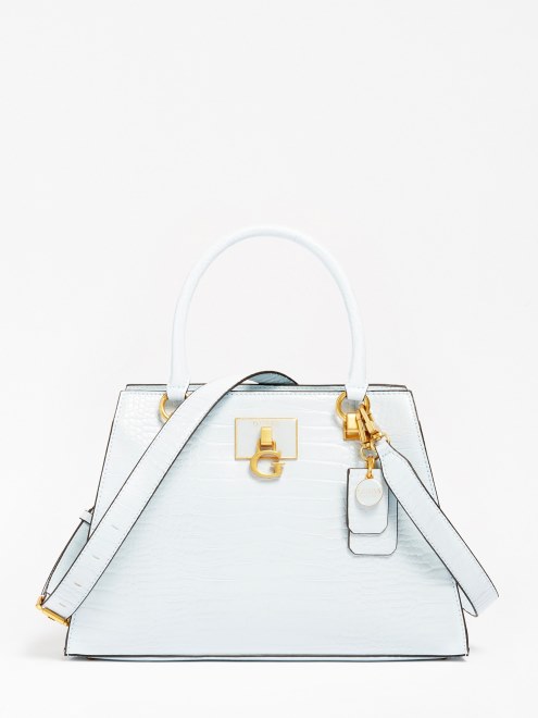 Bolso De Mano Guess Stephi Azul Claro Con Estampado De Cocodrilo