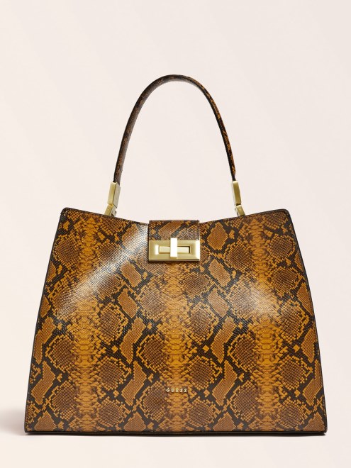 Bolso Monia De Cuero Real Amarillo Guess