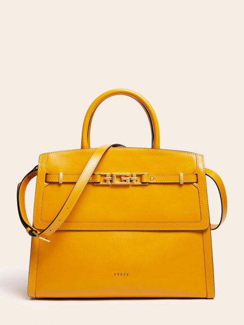 Bolso De Mano Guess Amarillo Cristina De Piel Autentica