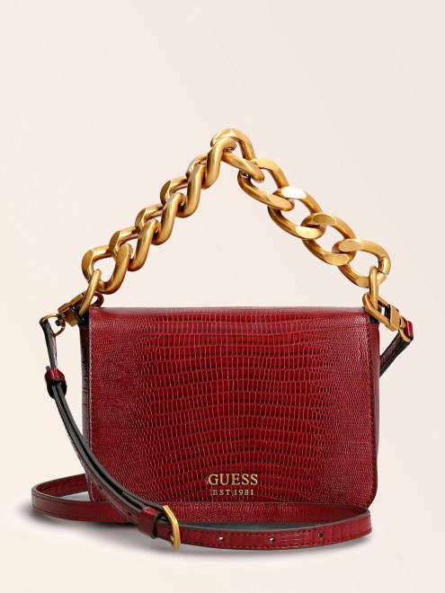 Minibolso Tullia Estampado Cocodrilo Guess Rojo