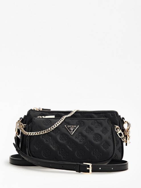 Guess La Femme Mini Bandolera Negra Con Logo Grabado