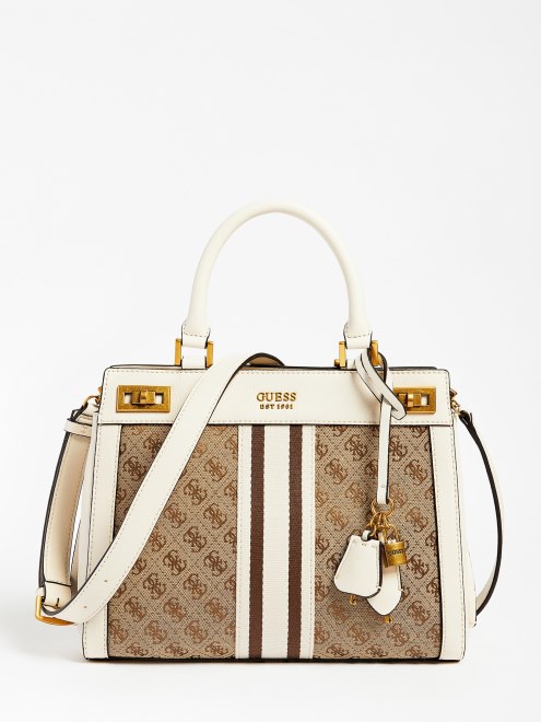 Bolso De Mano Guess Katey 4g Logo Blanco