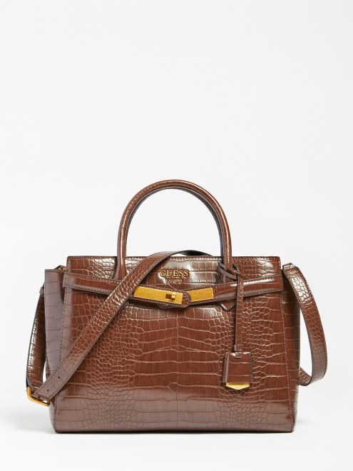 Bolso De Mano Enisa Estampado Cocodrilo Marron Guess