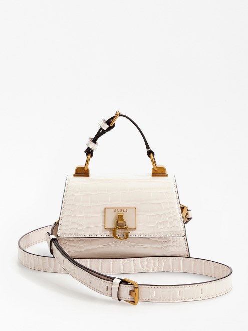 Bolso Mini Stephi Con Estampado De Cocodrilo Guess Blanco