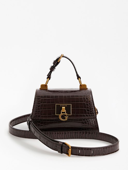 Bolso Mini Marrón Con Estampado De Cocodrilo Stephi De Guess