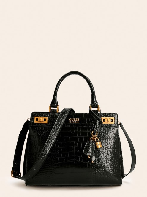Bolso De Mano Guess Negro Con Estampado De Cocodrilo Katey