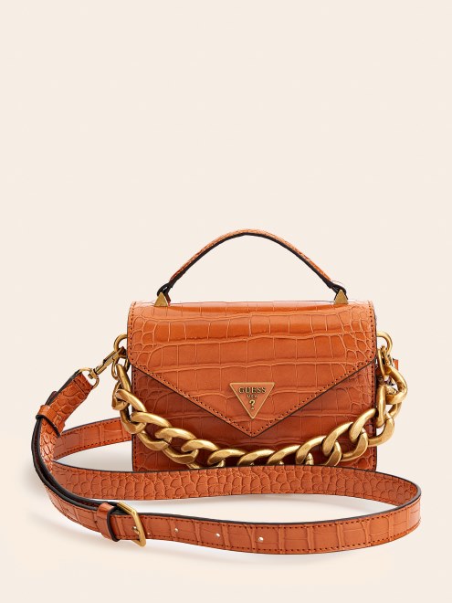 Retour Micro Bolso De Mano Con Estampado De Cocodrilo Marrón Guess