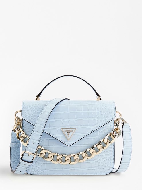 Bolso De Mano Retour Estampado Cocodrilo Azul Claro Guess