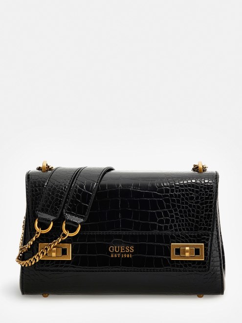 Bolso Cruzado Con Estampado De Cocodrilo De Guess Katey Negro