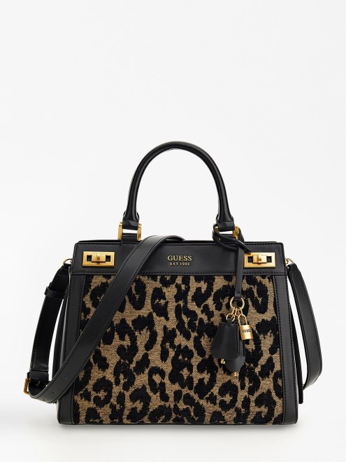 Bolso De Mano Guess Katey Animalier Negro