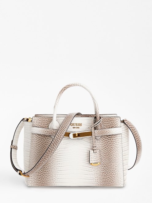Bolso De Mano Guess Blanco Con Estampado De Cocodrilo Enisa
