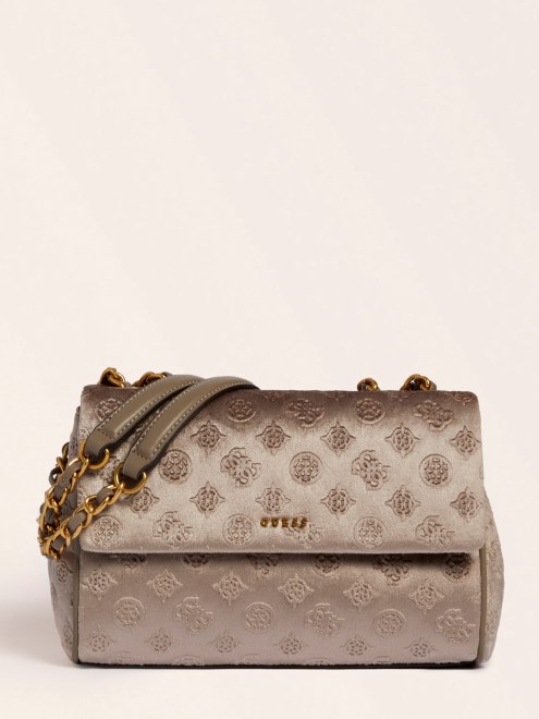 Bolso Bandolera De Terciopelo Kimi Gris Guess