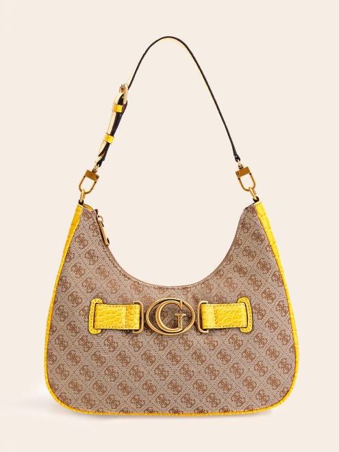 Bolso Hobo Guess Aviana 4g Amarillo Con Logo