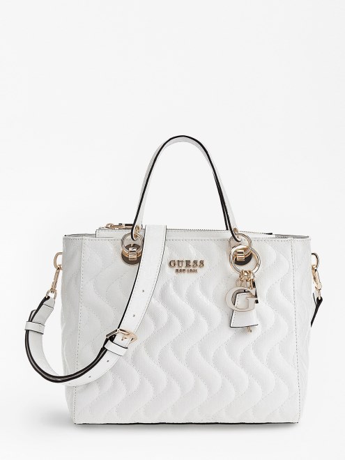 Bolso De Mano Guess Sasky 4g Logo Blanco